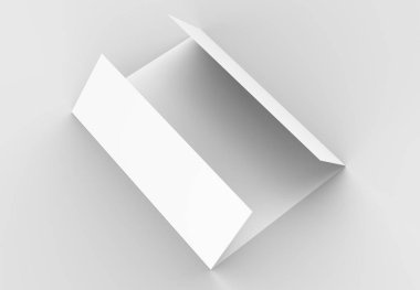 Kişilik Kapısı katlayın dikey broşür sahte yumuşak gri izole