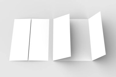 Kişilik Kapısı katlayın dikey broşür sahte yumuşak gri izole