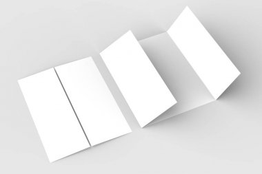 Kişilik Kapısı katlayın dikey broşür sahte yumuşak gri izole