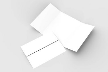 Kişilik Kapısı katlayın dikey broşür sahte yumuşak gri izole