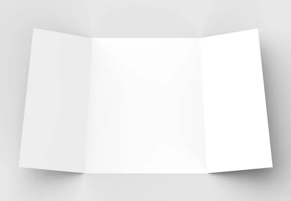 Dupla kapu felhajtható függőleges brosúra mock elszigetelt világosszürke — Stock Fotó