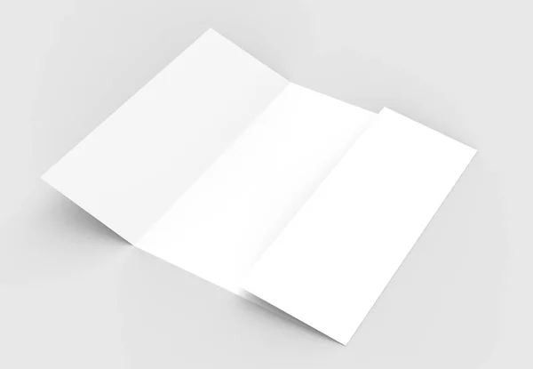 Dupla kapu felhajtható függőleges brosúra mock elszigetelt világosszürke — Stock Fotó