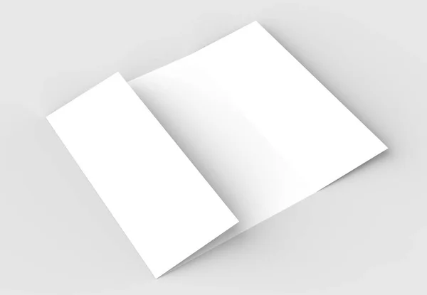 Brama złożyć pionowe Broszura mock na białym tle na miękki szary — Zdjęcie stockowe