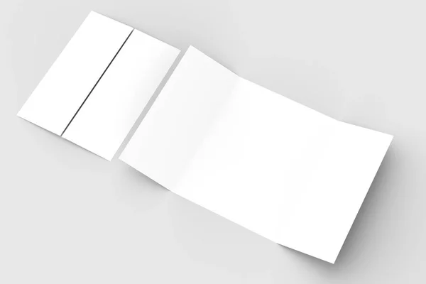 Doppelte Torfaltung vertikale Broschüre Mock-up isoliert auf weichem Grau — Stockfoto