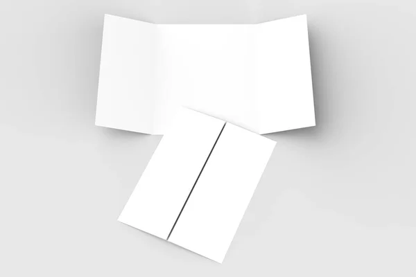 Doppelte Torfaltung vertikale Broschüre Mock-up isoliert auf weichem Grau — Stockfoto