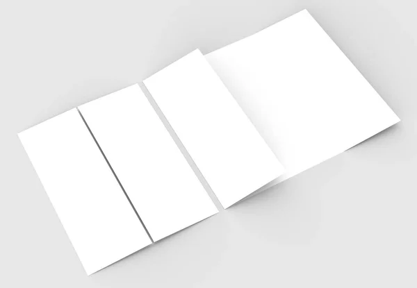 Dubbelport vika vertikala broschyr mock upp isolerade på mjuk grå — Stockfoto