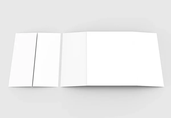 双门折叠垂直小册子模拟软灰色隔离 — 图库照片