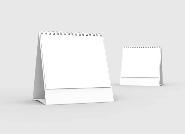柔らかい灰色の背景に分離されたデスクトップのスパイラル綴じカレンダー — ストック写真