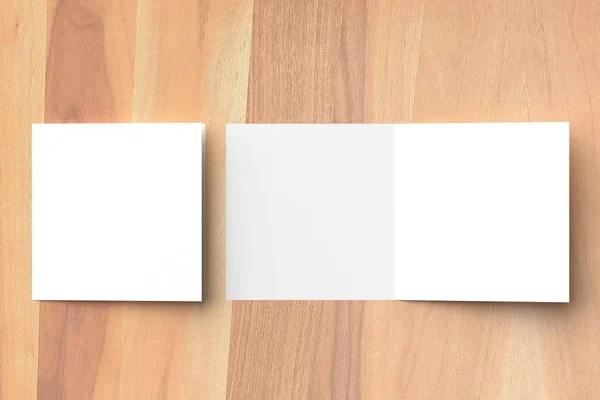 Διπλό τετράγωνο φυλλάδιο ομοίωμα στο ξύλινο πλαίσιο. 3D έργα — Φωτογραφία Αρχείου