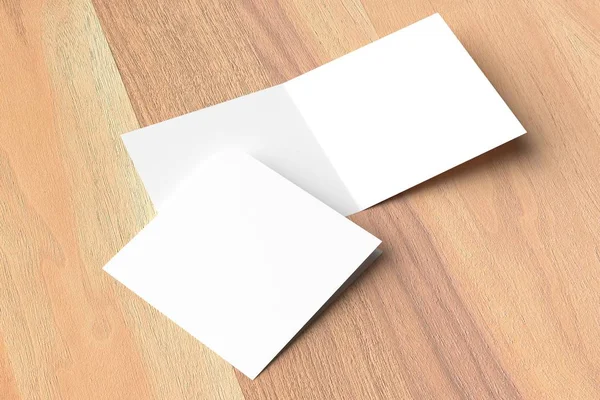 Διπλό τετράγωνο φυλλάδιο ομοίωμα στο ξύλινο πλαίσιο. 3D έργα — Φωτογραφία Αρχείου