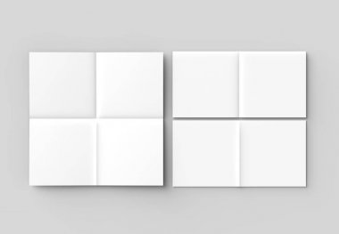 8 sayfa broşür - Fransızca kare broşür sahte üzerinde izole katlayın