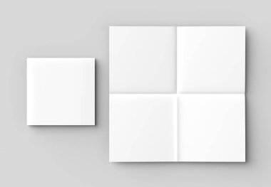 8 sayfa broşür - Fransızca kare broşür sahte üzerinde izole katlayın