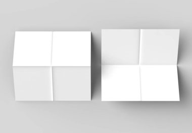 8 sayfa broşür - Fransızca kare broşür sahte üzerinde izole katlayın