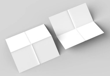 8 sayfa broşür - Fransızca kare broşür sahte üzerinde izole katlayın