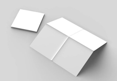 8 sayfa broşür - Fransızca kare broşür sahte üzerinde izole katlayın