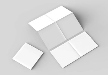 8 sayfa broşür - Fransızca kare broşür sahte üzerinde izole katlayın