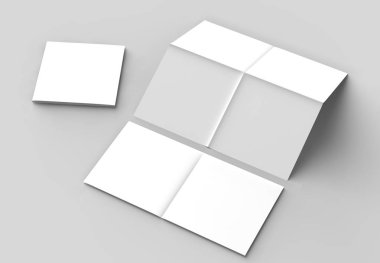 8 sayfa broşür - Fransızca kare broşür sahte üzerinde izole katlayın