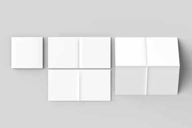 8 sayfa broşür - Fransızca kare broşür sahte üzerinde izole katlayın