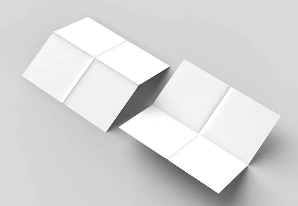 8 ページ リーフレット - フランス語畳む正方形パンフレット モックに分離 — ストック写真