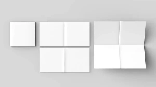 Folheto de 8 páginas - Folheto quadrado dobrável francês simular isolado em — Fotografia de Stock