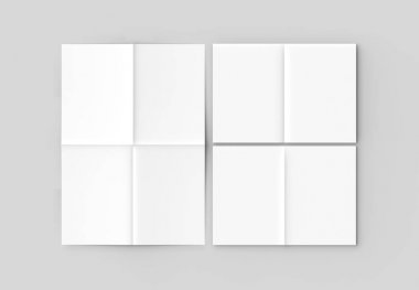 8 sayfa broşür - Fransızca dik açı dikey broşür sahte katlayın. 