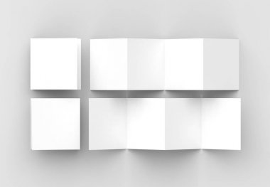 8 sayfa belgesi, 4 panel akordeon katlı kare broşür kadar sahte