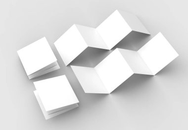 8 sayfa belgesi, 4 panel akordeon katlı kare broşür kadar sahte