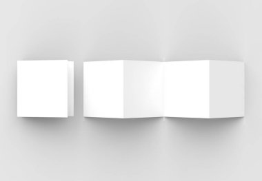 8 sayfa belgesi, 4 panel akordeon katlı kare broşür kadar sahte