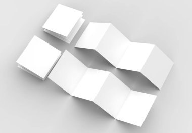 8 sayfa belgesi, 4 panel akordeon katlı kare broşür kadar sahte