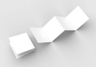 8 sayfa belgesi, 4 panel akordeon katlı kare broşür kadar sahte