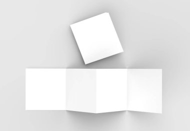 8 sayfa belgesi, 4 panel akordeon katlı kare broşür kadar sahte