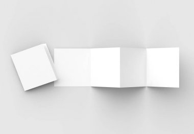 8 sayfa belgesi, 4 panel akordeon katlı kare broşür kadar sahte