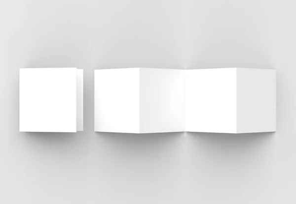8 sayfa belgesi, 4 panel akordeon katlı kare broşür kadar sahte — Stok fotoğraf