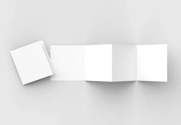 8 ページ リーフレット、4 パネル アコーディオン折り正方形パンフレットを模擬 — ストック写真