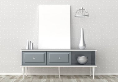 Hipster iç arka plan çerçevesinde alay. 3D gösteren.