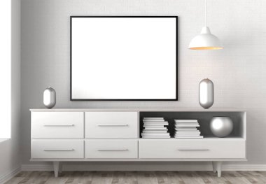 Hipster iç arka plan çerçevesinde alay. 3D gösteren.