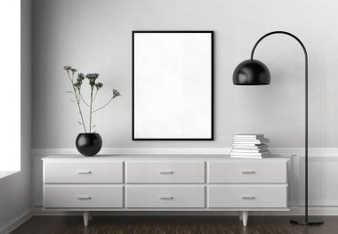 Hipster iç arka plan çerçevesinde alay. 3D gösteren.