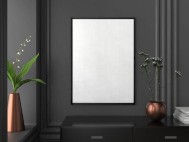 Hipster iç arka plan çerçevesinde alay. 3D gösteren.