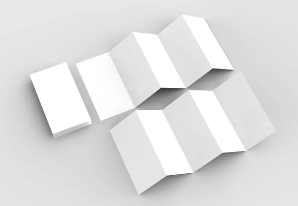 10-seitiges Faltblatt, 5-Panel Akkordeonfaltprospekt vertikal — Stockfoto