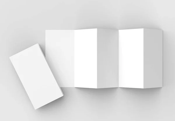 10 page leaflet, 5 panel accordion fold vertical brochure mock u — Stock Photo, Image