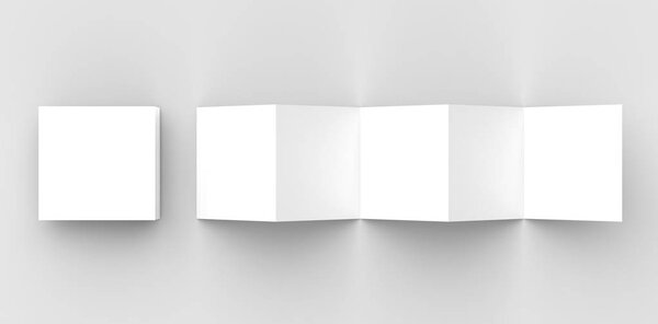 10 page leaflet, 5 panel accordion fold square brochure mock up 