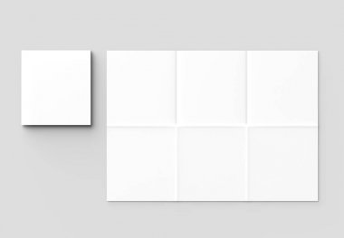 12 sayfa broşür - Fransızca kare broşür sahte izole o yukarı katlayın.