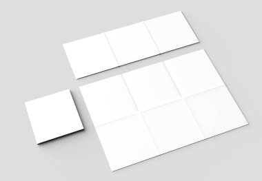 12 sayfa broşür - Fransızca kare broşür sahte izole o yukarı katlayın.