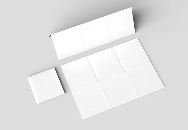 12 page leaflet - French fold square brochure mock up isolated o — Stock Photo, Image