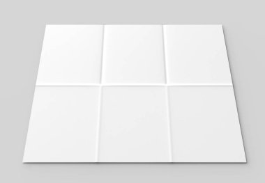 12 sayfa broşür - Fransızca dikey broşür sahte izole yukarı katlayın.