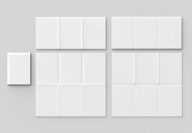 12 sayfa broşür - Fransızca dikey broşür sahte izole yukarı katlayın.