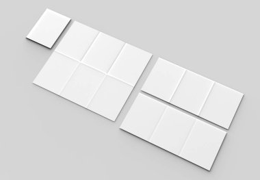 12 sayfa broşür - Fransızca dikey broşür sahte izole yukarı katlayın.