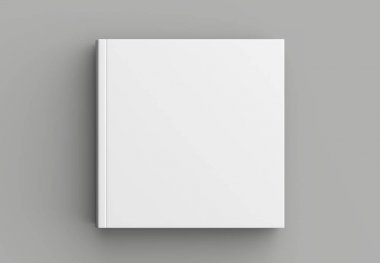 Alay kadar yumuşak gri arka plan üzerinde izole kare sert kapak kitap.