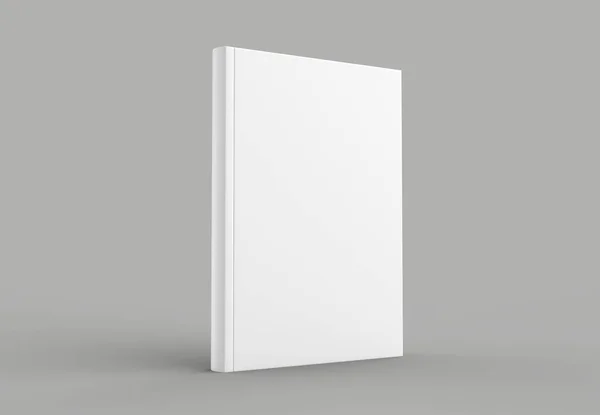 Тверда обкладинка книги глузує ізольовано на м'якому сірому фоні. 3D хворий — стокове фото