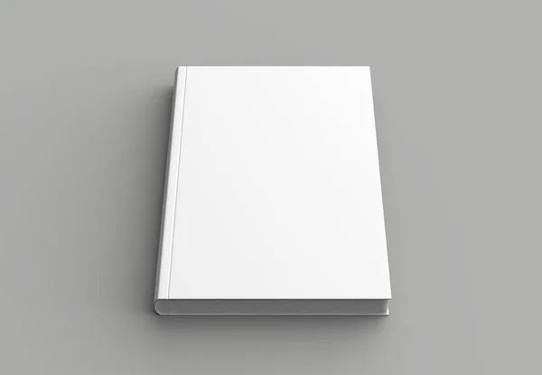 Inbunden bok håna upp isolerade på mjuk grå bakgrund. 3D sjuk — Stockfoto